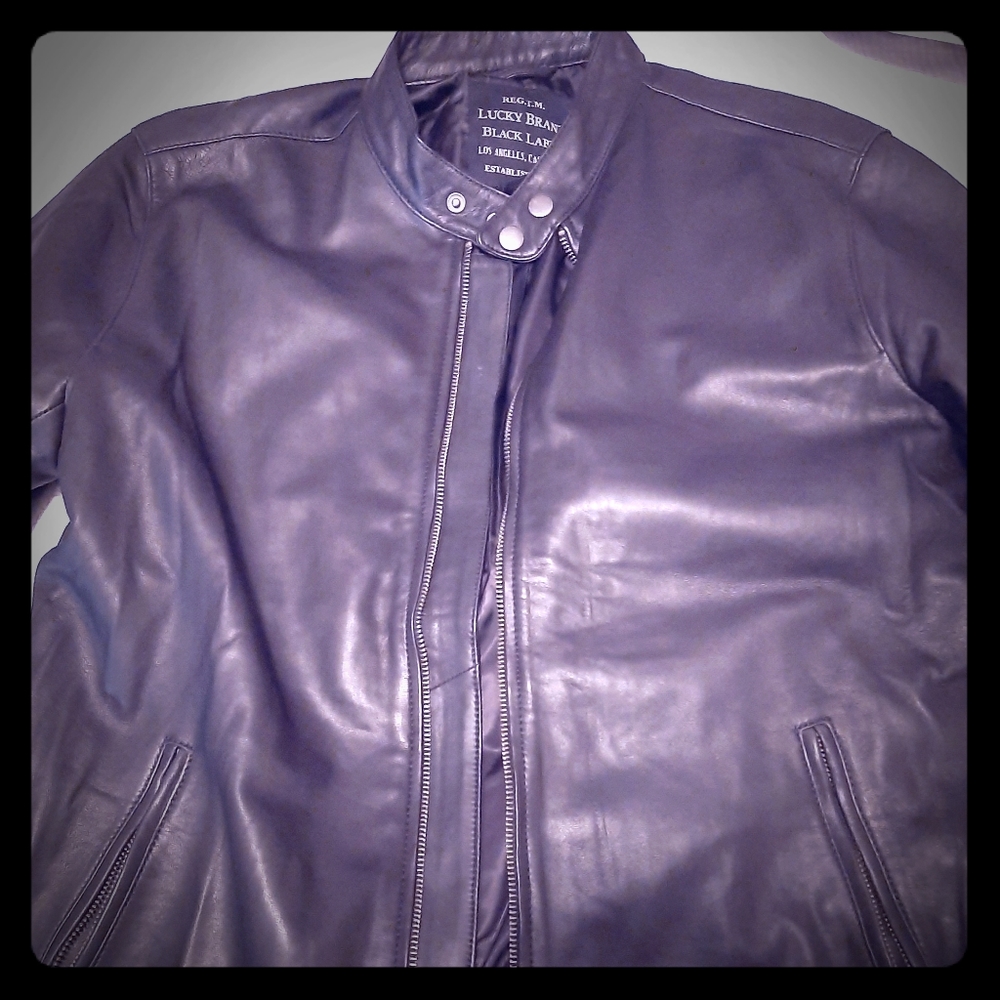 Lucky Brand Black Leather Coat Medium